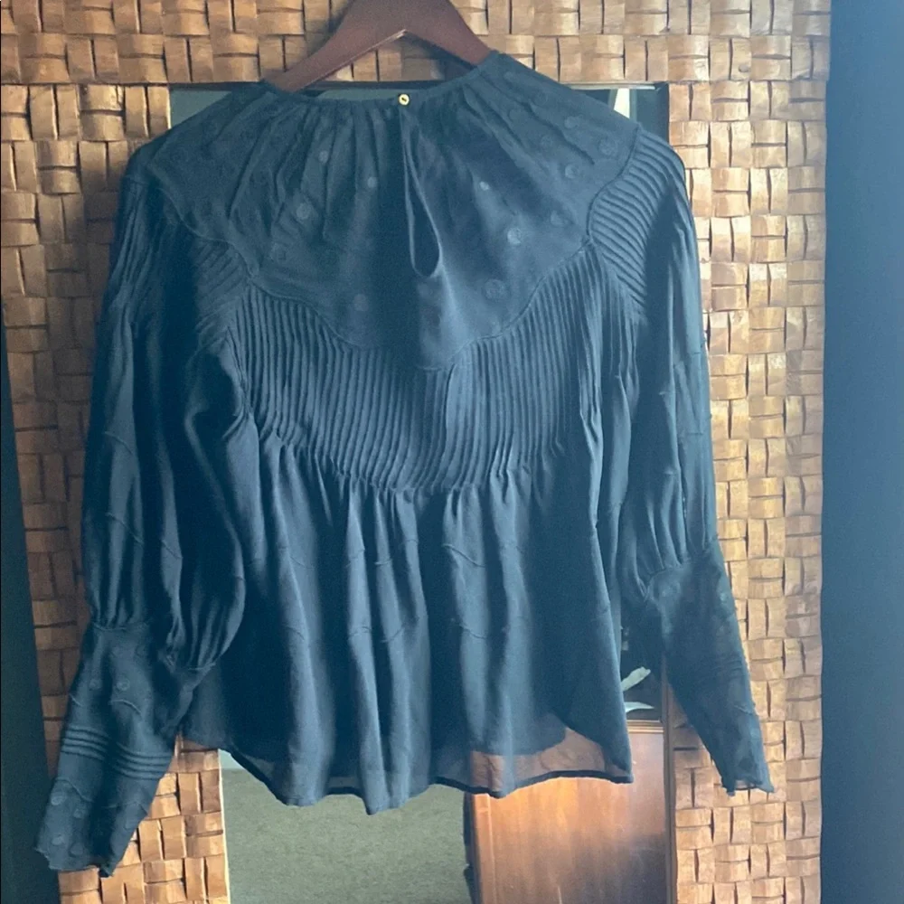 Ulla Johnson Alba Silk Polka Dot Sheer Blouse - Picture 12 of 16